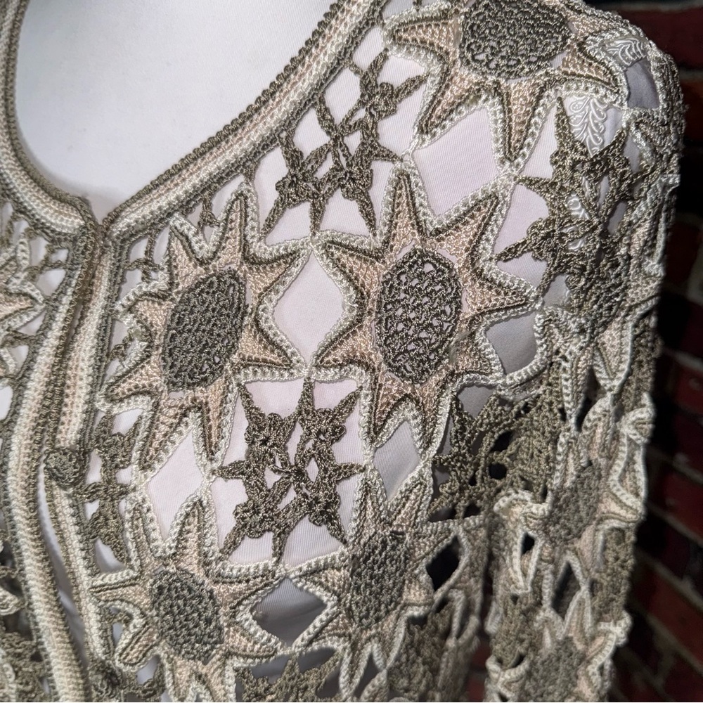 Handmade Crochet Star Pattern Cardigan - Picture 2 of 8